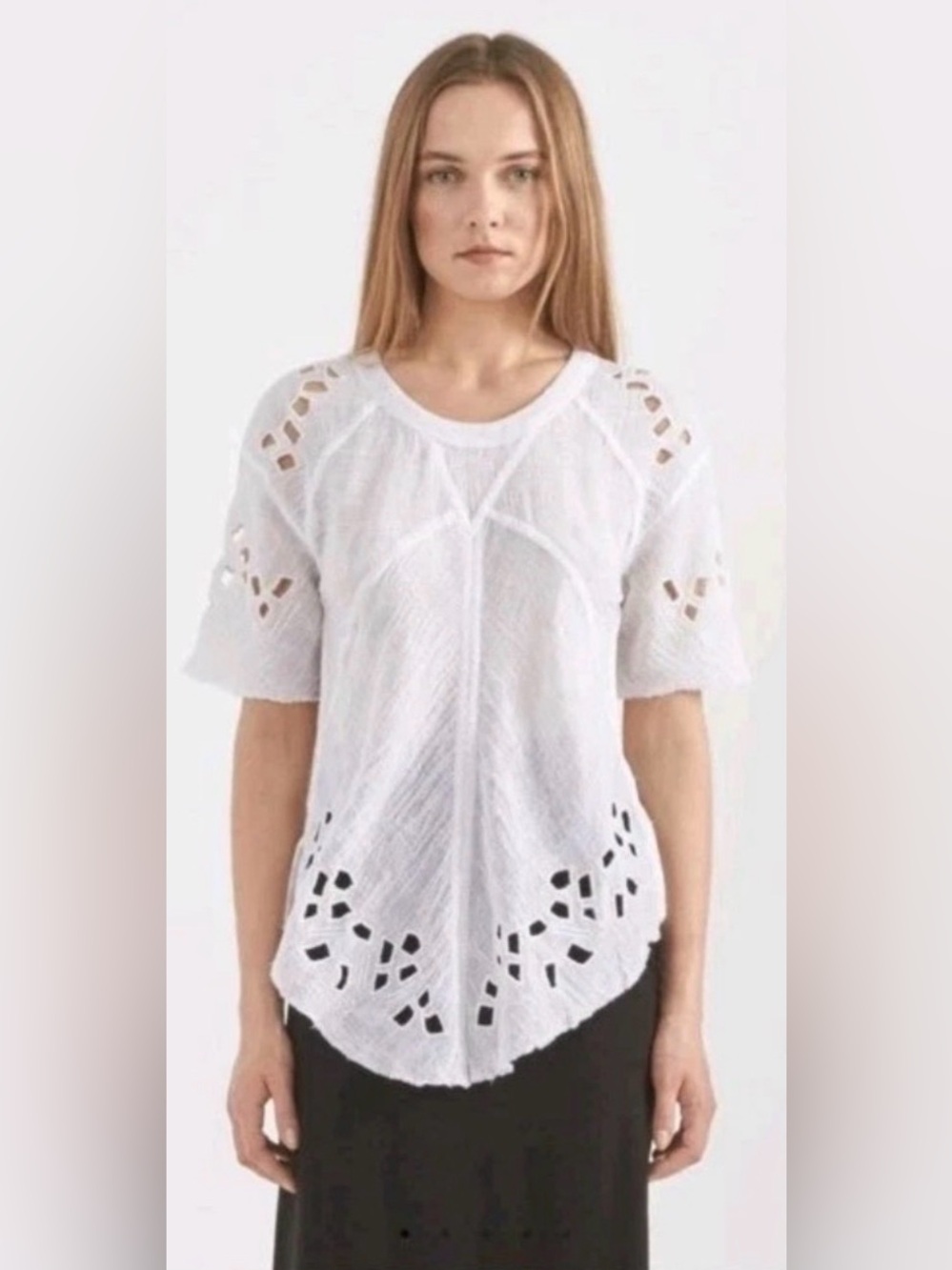 IRO Derwen White Lace Cut Out Gauze Top 40 M
